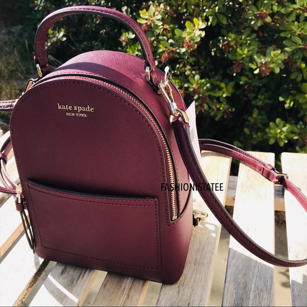 kate spade mini convertible backpack cherrywood - Picture 1 of 8